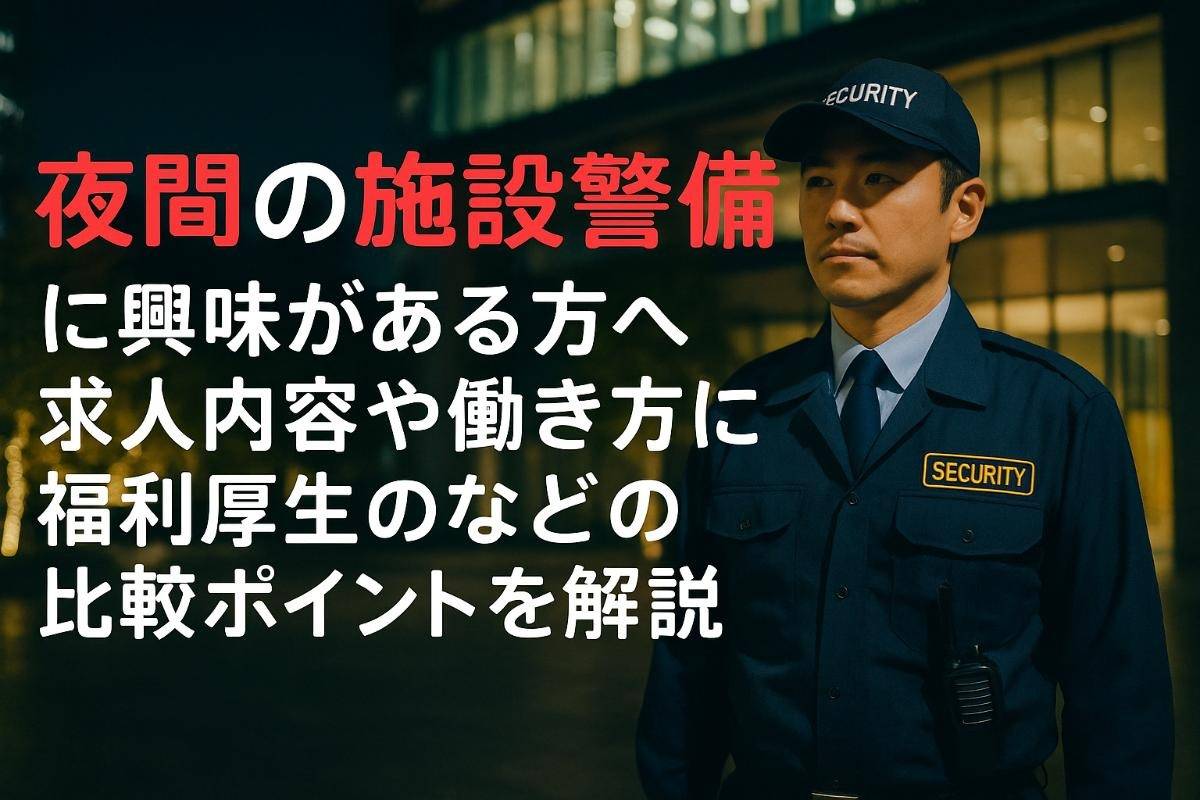 夜間の施設警備に興味がある方へ・求人内容や働き方に福利厚生のなどの比較ポイントを解説